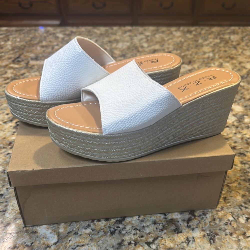 White Platform Wedge Sandals